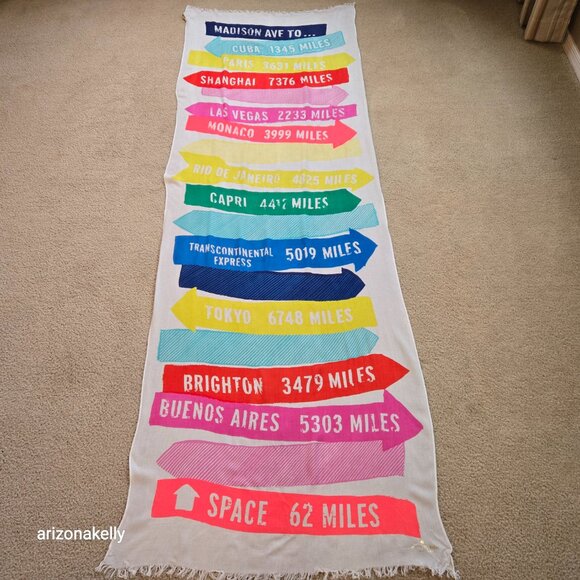 NWOT kate spade Travel Distance Sign Scarf Holiday Vacation - Picture 2 of 9